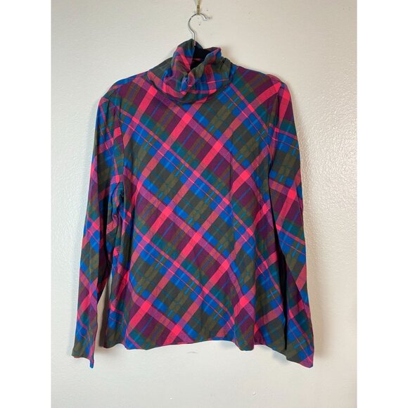 Talbots Womens Plaid Long Sleeve Turtleneck Tee Top Size XL Holiday CJ. Jill Flo - Picture 12 of 13